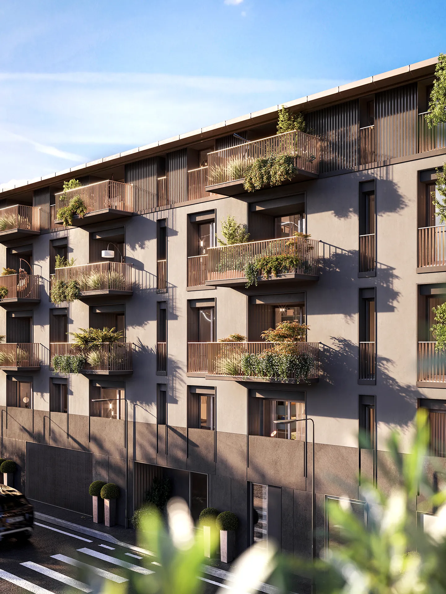 Silea: Porta Venezia Living – appartamenti in vendita a Milano (monolocali, bilocali, trilocali e quadrilocali) con facciata contemporanea e ampi balconi verdi in via Tadino 21-23.