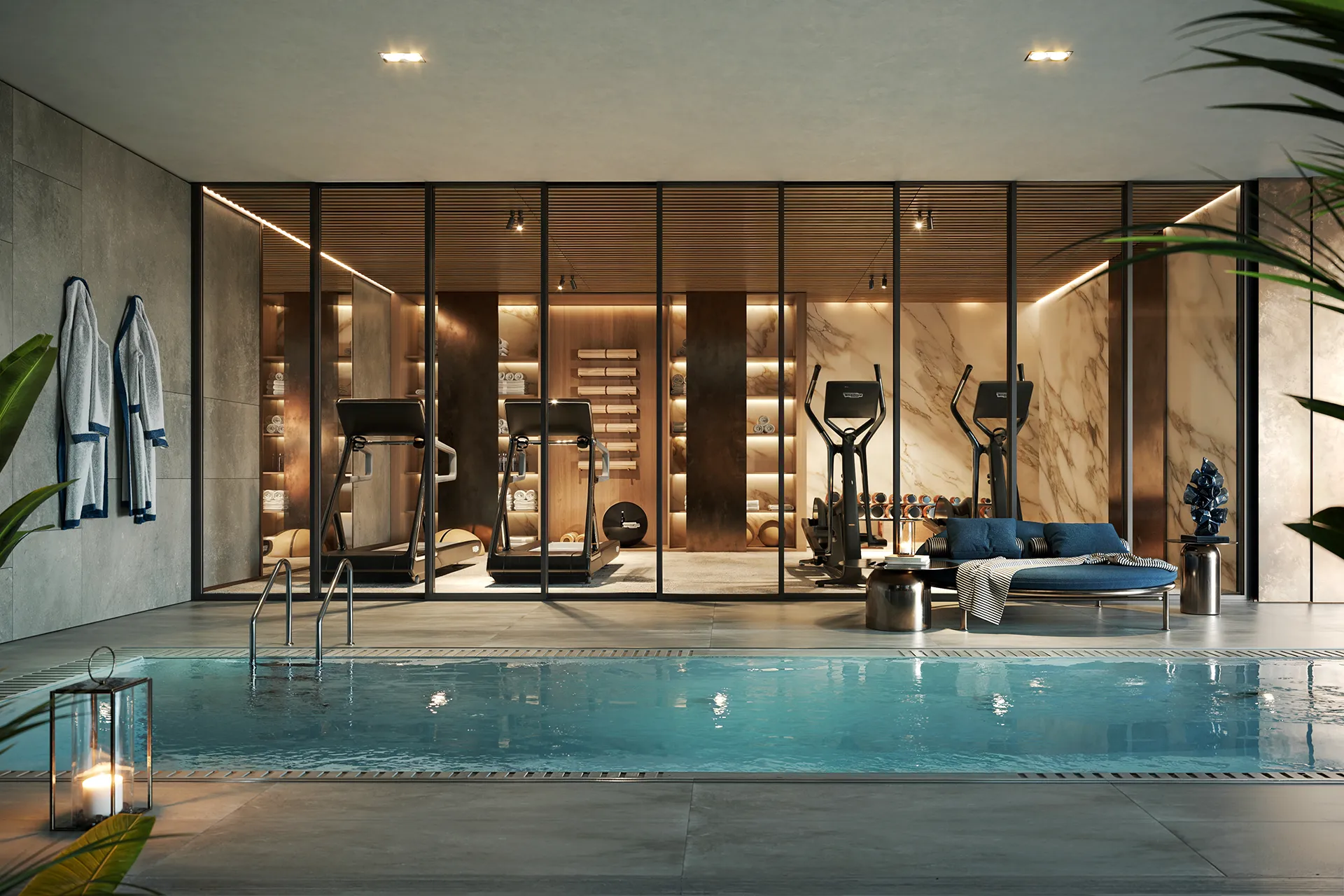 Silea: Porta Venezia Living – area wellness con piscina indoor e palestra riservata ai residenti di monolocali, bilocali, trilocali e quadrilocali.